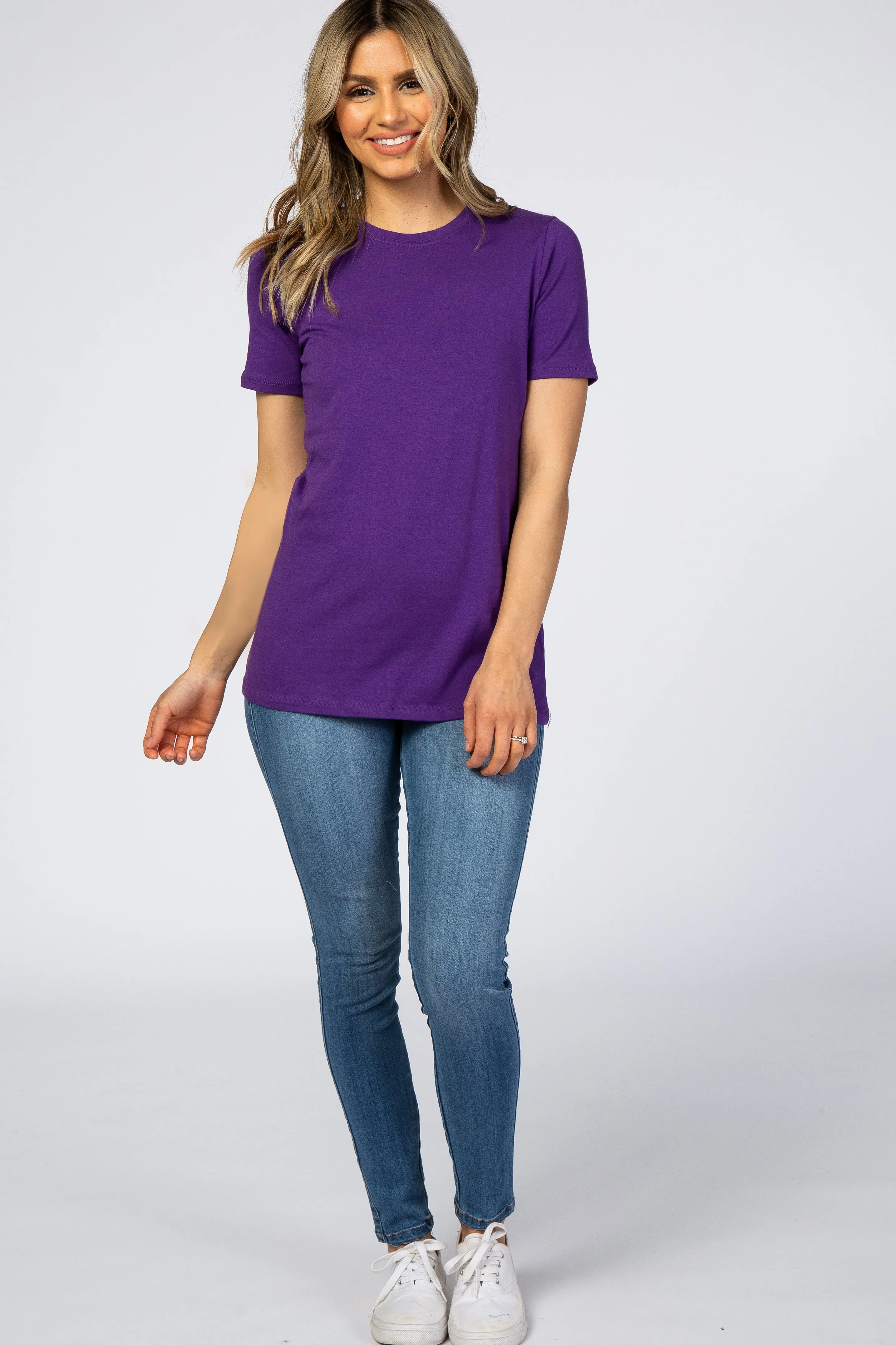 Purple Crew Neck Short Sleeve Top sold by Pinkblush product image thumbnail 4