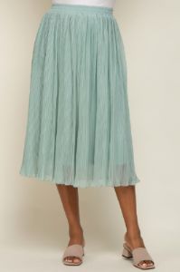 Mint Green Pleated Midi Skirt sold by Pinkblush