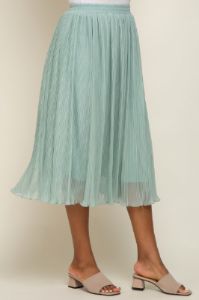 Mint Green Pleated Midi Skirt sold by Pinkblush