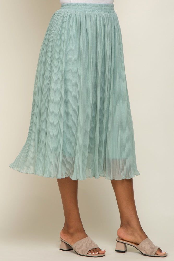 Mint Green Pleated Midi Skirt sold by Pinkblush product image thumbnail 3
