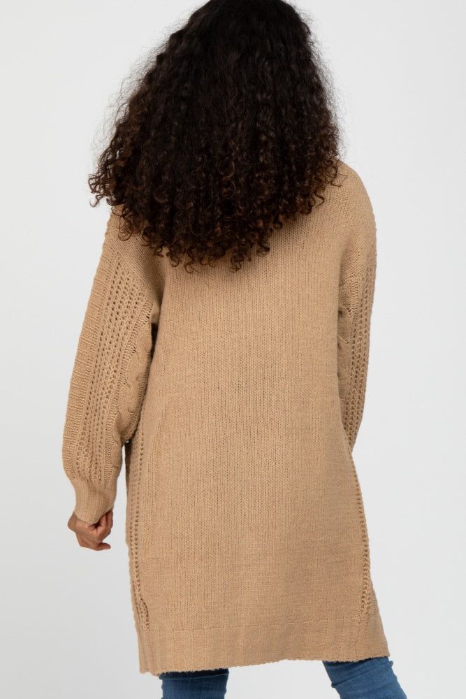 Mocha Mixed Knit Chunky Cardigan sold by Pinkblush product image thumbnail 4