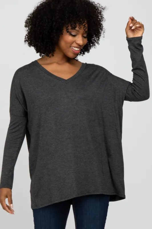 Charcoal V-Neck Top sold by Pinkblush