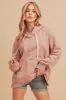 Mauve Raw Edge Trim Maternity Drawstring Hoodie sold by Pinkblush