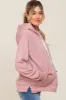 Mauve Raw Edge Trim Maternity Drawstring Hoodie sold by Pinkblush