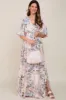 Pink Double V-Neck Dolman Short Sleeve Side Slit Maternity Maxi Dress sold by Pinkblush