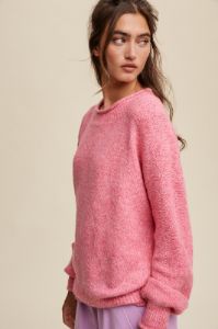 Pink Soft Knit Rolled Hem Sweater sold by Pinkblush