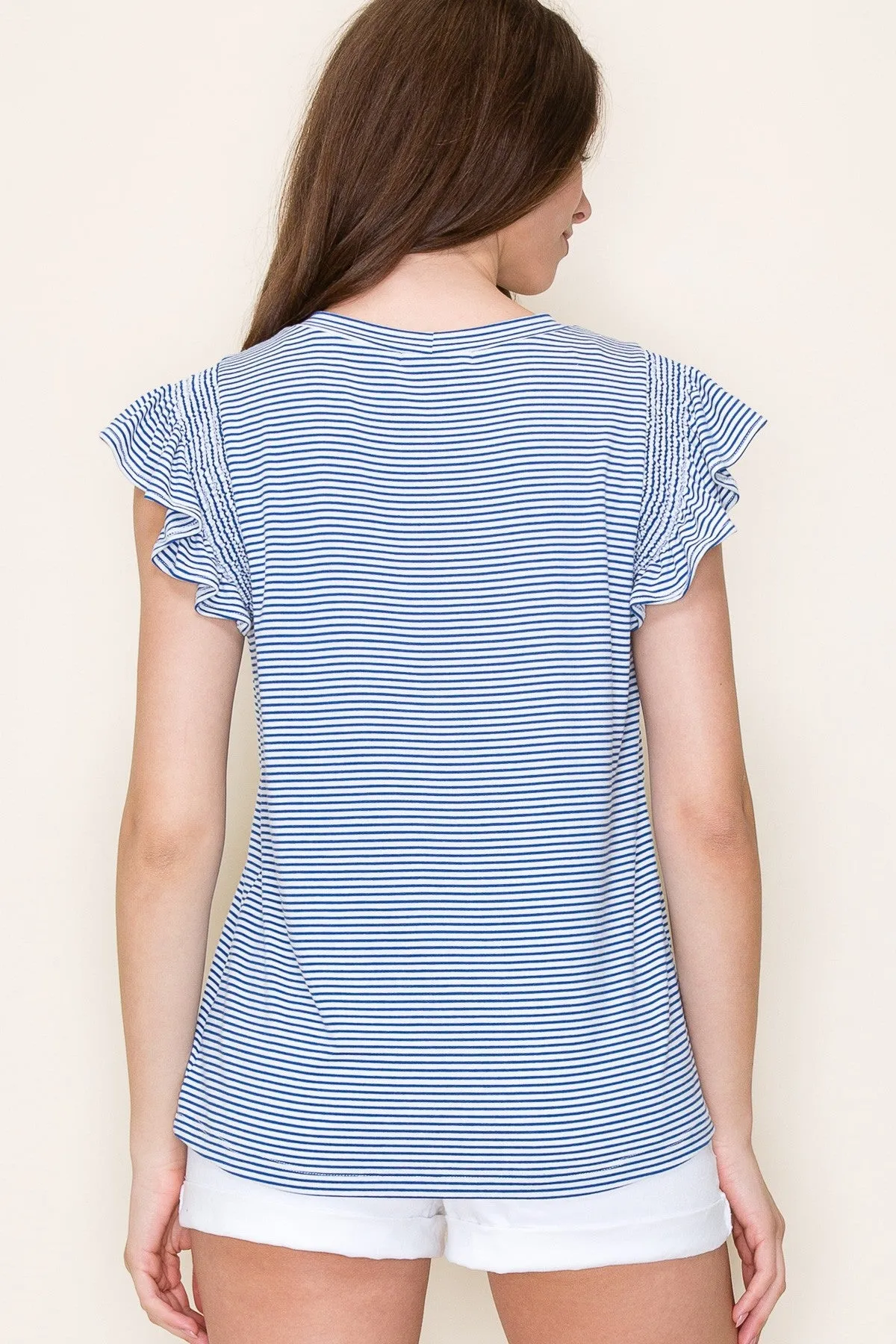 Royal Striped Flutter Sleeve Top sold by Pinkblush product image thumbnail 2