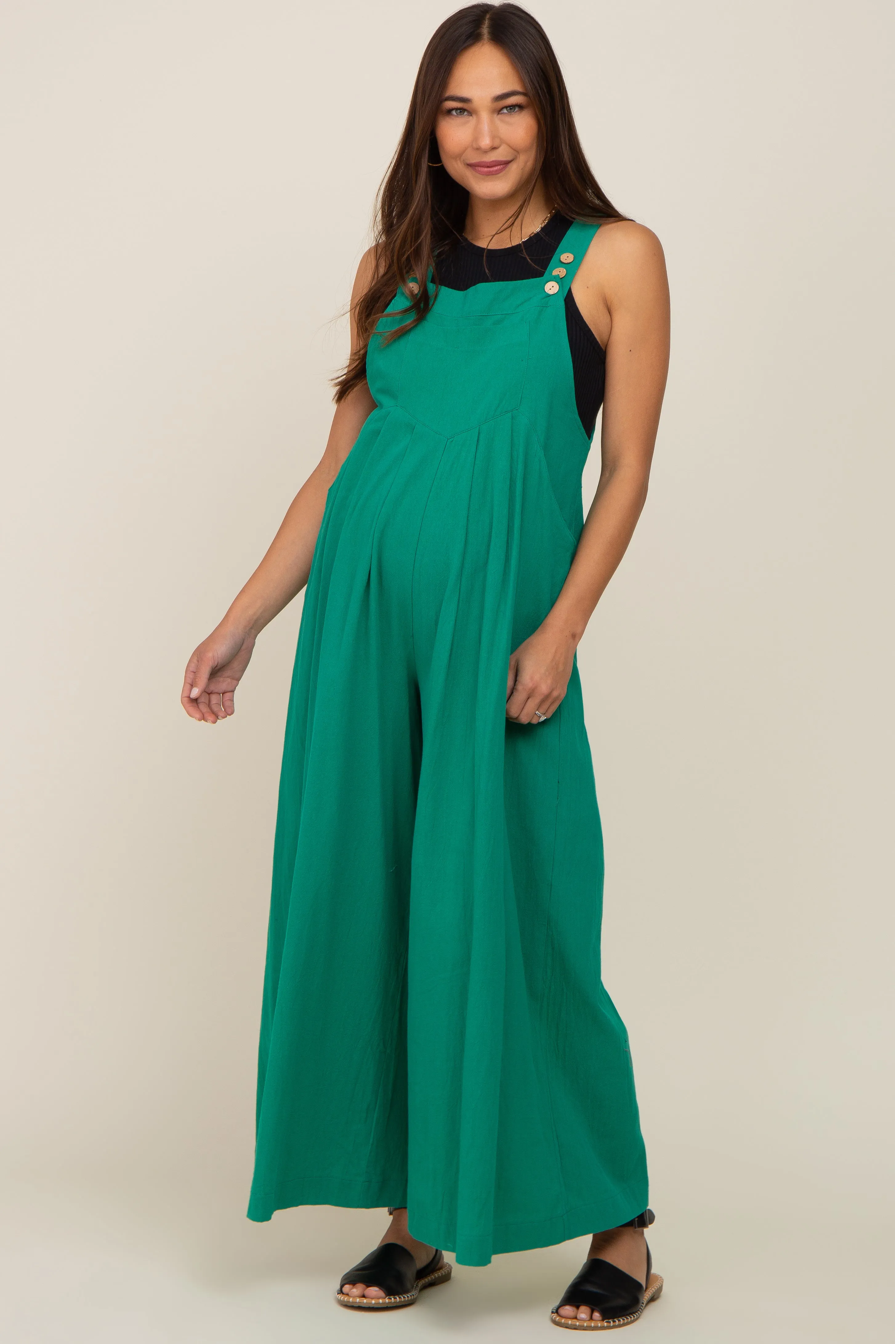 Green Maternity Wide Leg Jumpsuit sold by Pinkblush product image thumbnail 5