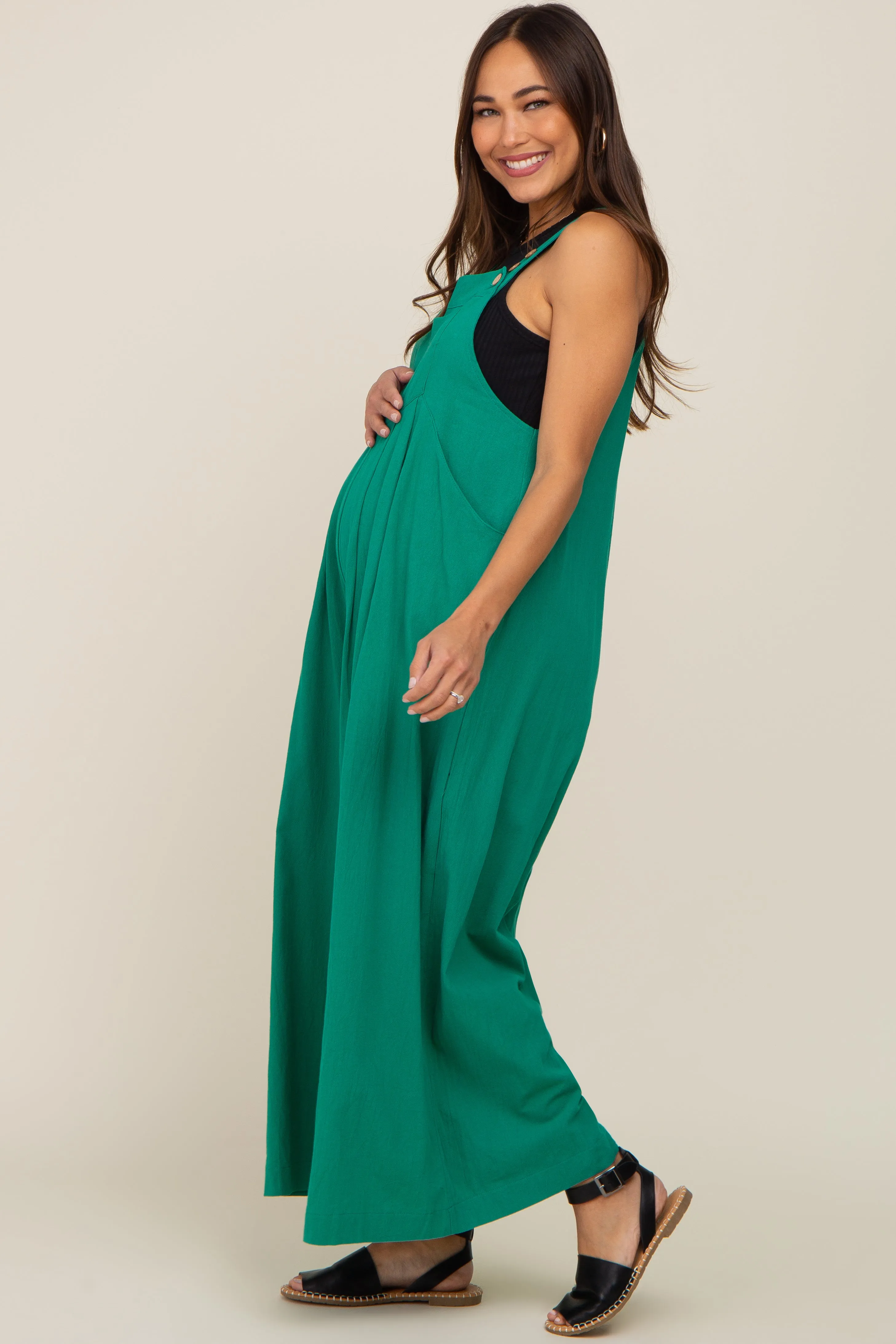 Green Maternity Wide Leg Jumpsuit sold by Pinkblush product image thumbnail 2