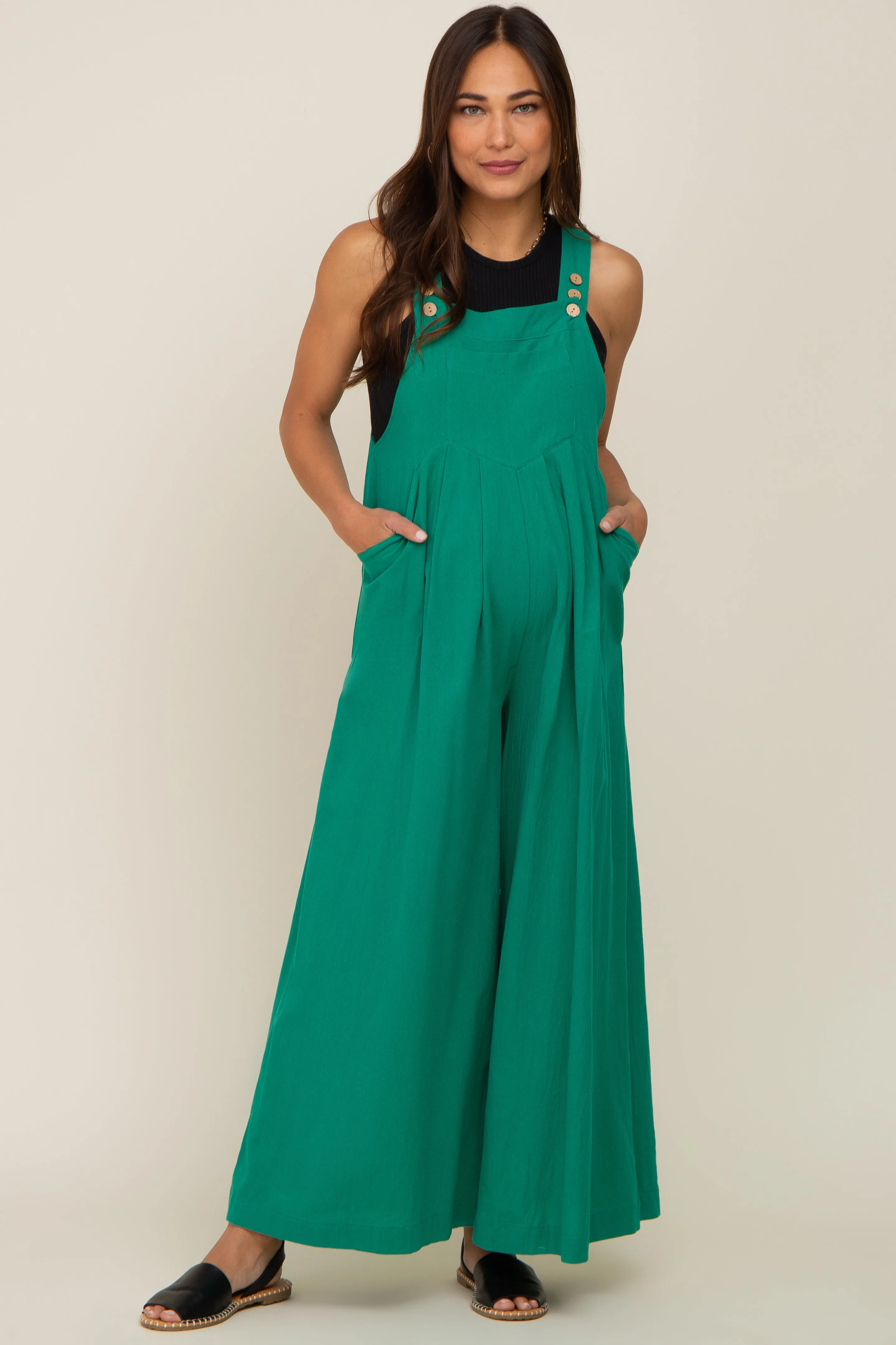 Green Maternity Wide Leg Jumpsuit sold by Pinkblush product image thumbnail 4