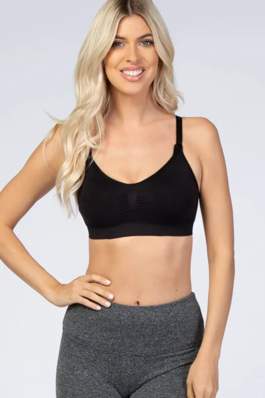 Black Seamless Ruched Front Nursing Bra sold by Pinkblush