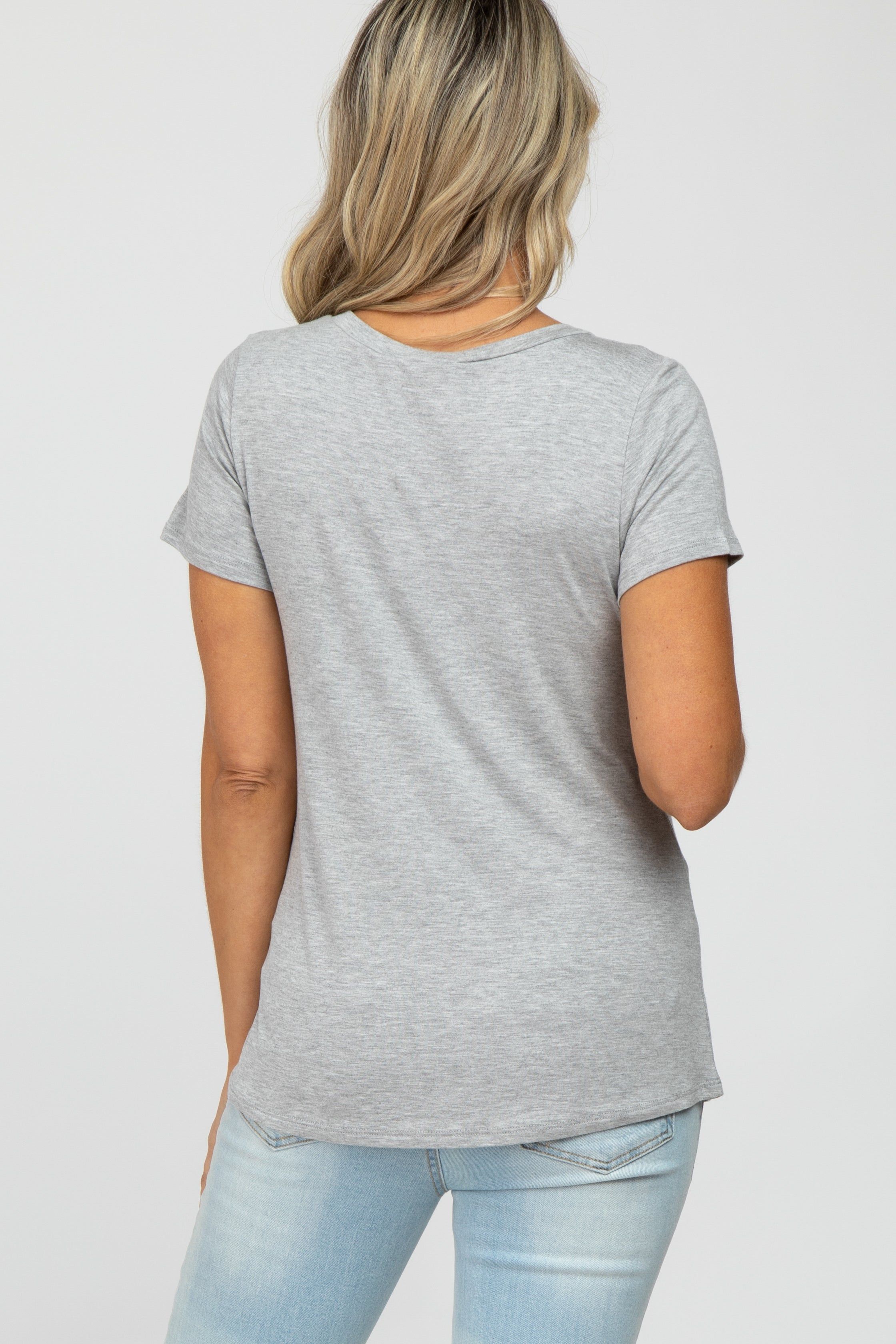 Heather Grey Basic Maternity Short Sleeve Top sold by Pinkblush product image thumbnail 4
