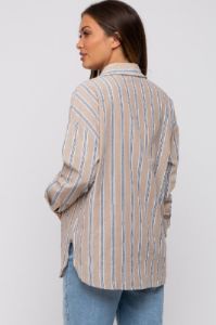 Taupe Striped Button Up Maternity Top sold by Pinkblush