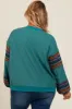 Teal Knit Contrast Sleeve Maternity Plus Pullover sold by Pinkblush