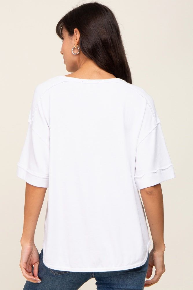 White Oversized Henley Top sold by Pinkblush product image thumbnail 3