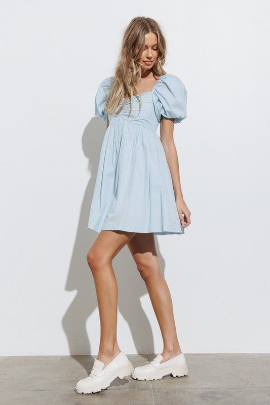 Blue Balloon Sleeve Mini Dress sold by Pinkblush product image thumbnail 2