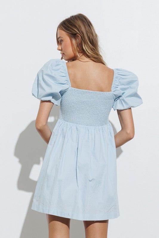 Blue Balloon Sleeve Mini Dress sold by Pinkblush product image thumbnail 3