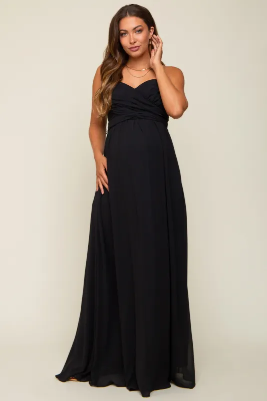 Black Sweetheart Convertible Chiffon Maternity Gown sold by Pinkblush