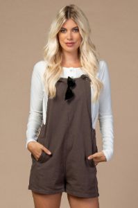 Charcoal Adjustable Strap Short Overalls sold by Pinkblush