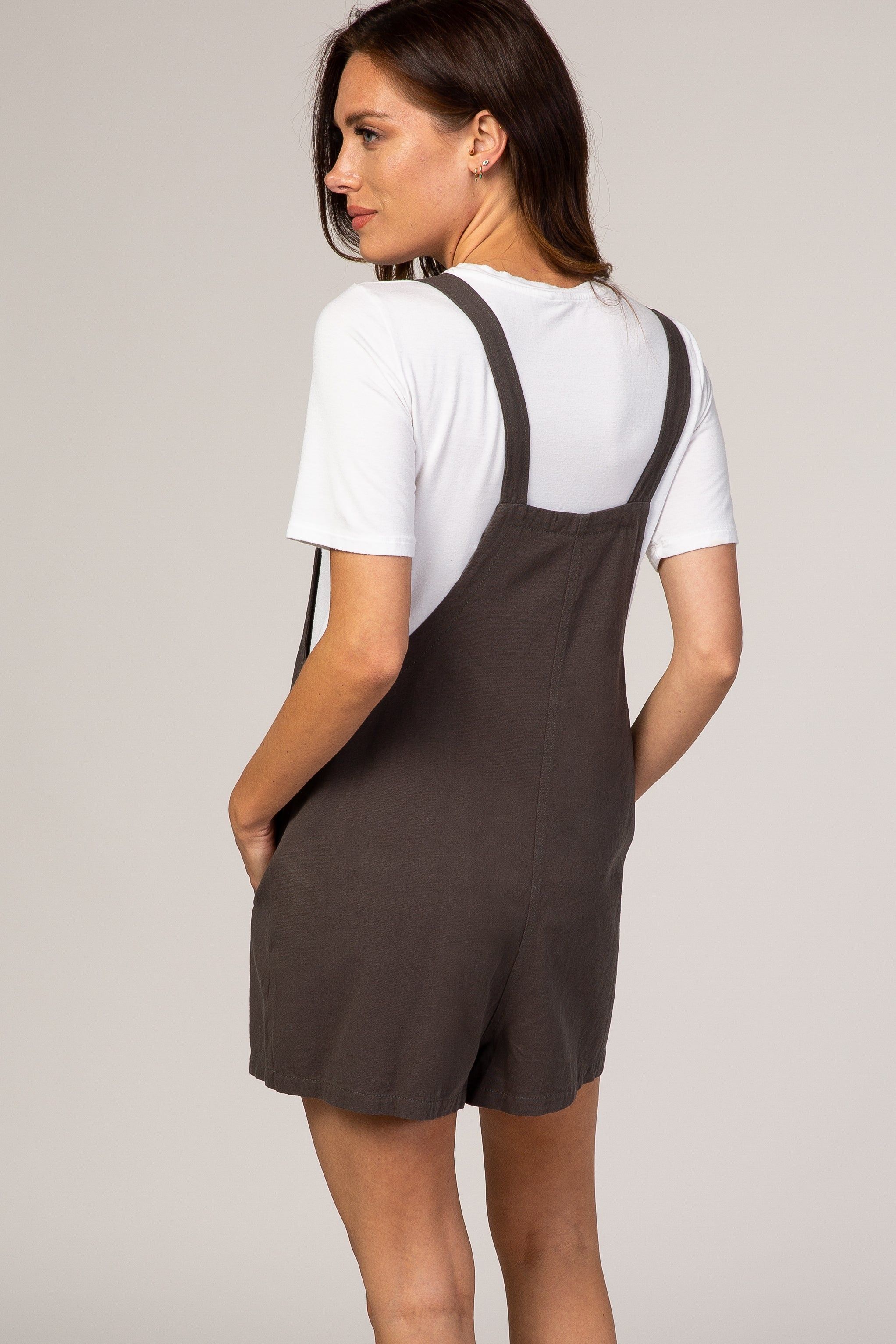 Charcoal Adjustable Strap Short Overalls sold by Pinkblush product image thumbnail 4
