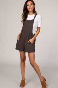 Charcoal Adjustable Strap Short Overalls sold by Pinkblush