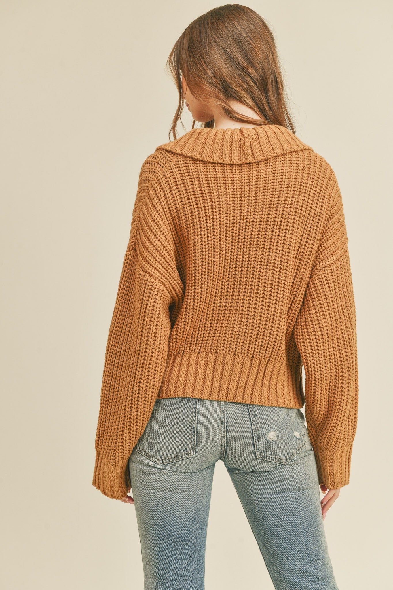 Brown Shawl Collar Sweater Cardigan sold by Pinkblush product image thumbnail 3