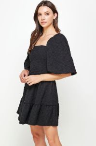 Black Puff Sleeve Mini Dress sold by Pinkblush