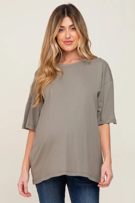 Olive Basic Oversized Maternity Tee sold by Pinkblush