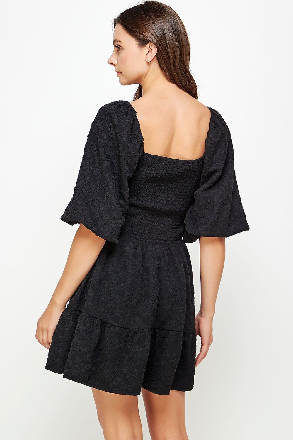 Black Puff Sleeve Mini Dress sold by Pinkblush product image thumbnail 3