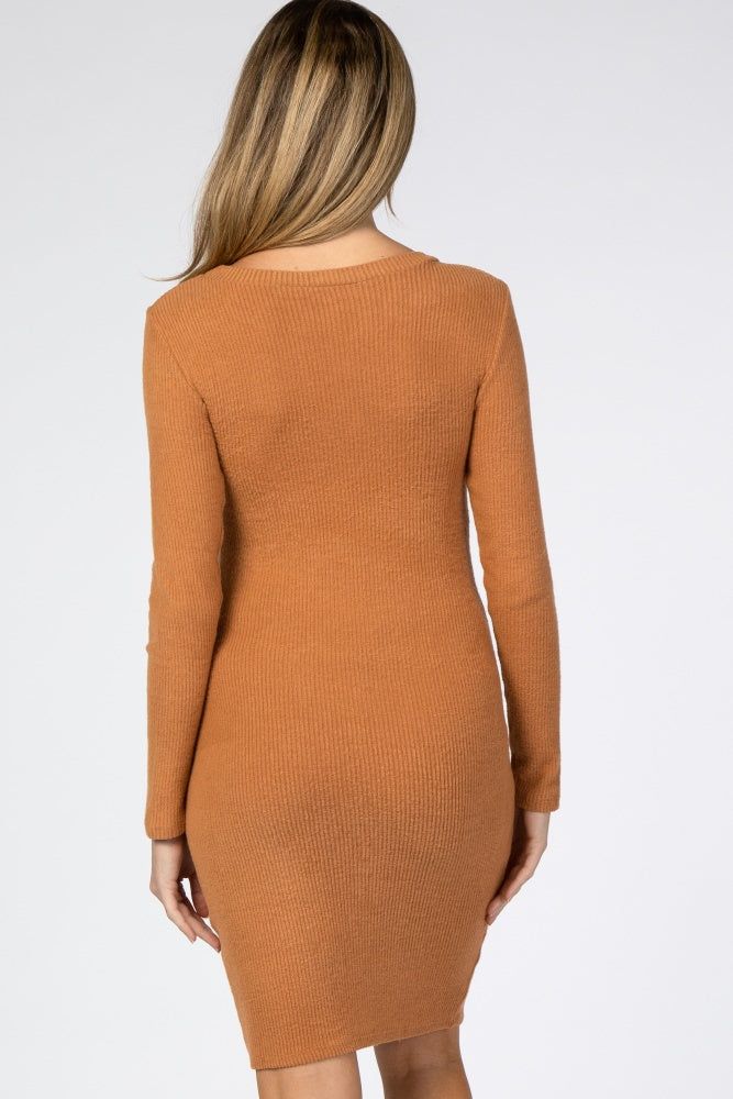 Rust Knit Long Sleeve Maternity Dress sold by Pinkblush product image thumbnail 3