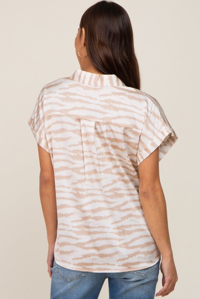 Beige Animal Print Maternity Split V-Neck Top sold by Pinkblush product image thumbnail 3