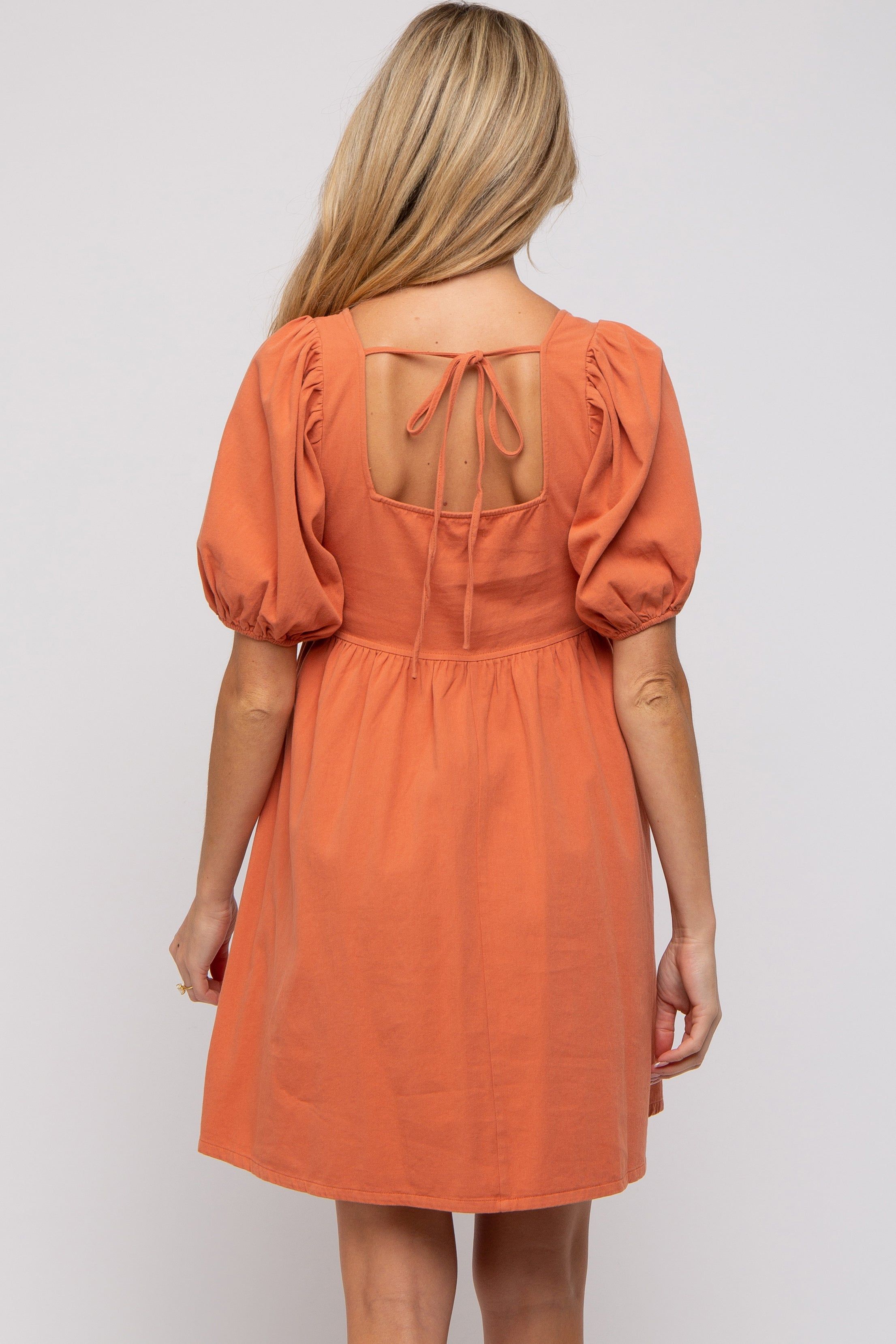 Rust Square Neck Maternity Mini Dress sold by Pinkblush product image thumbnail 3