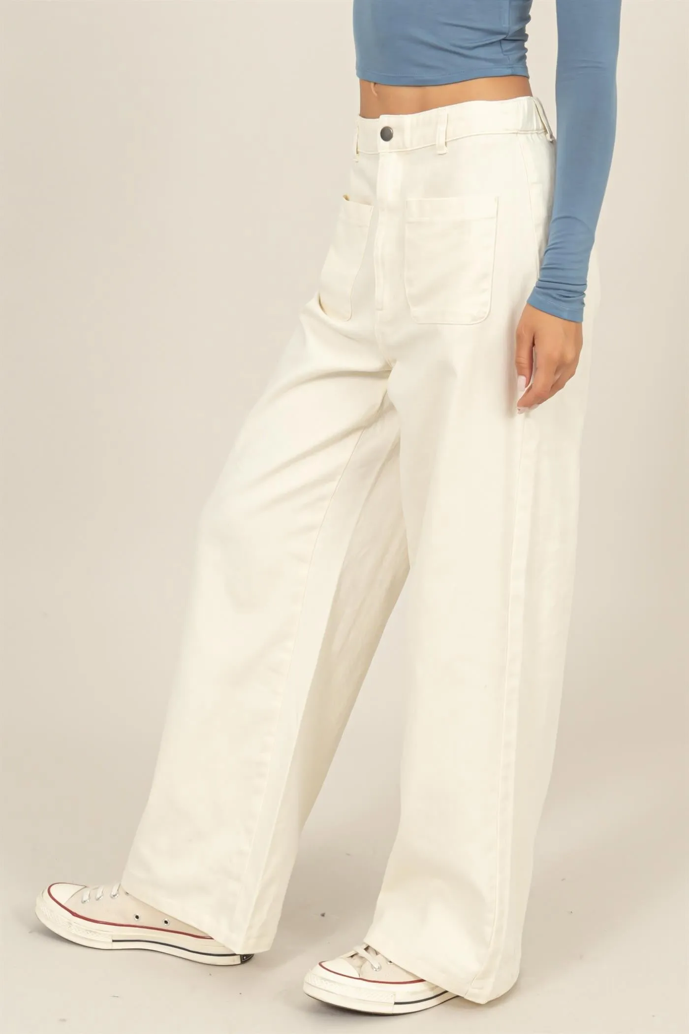 Cream High-Waist Wide-Leg Pants sold by Pinkblush product image thumbnail 5