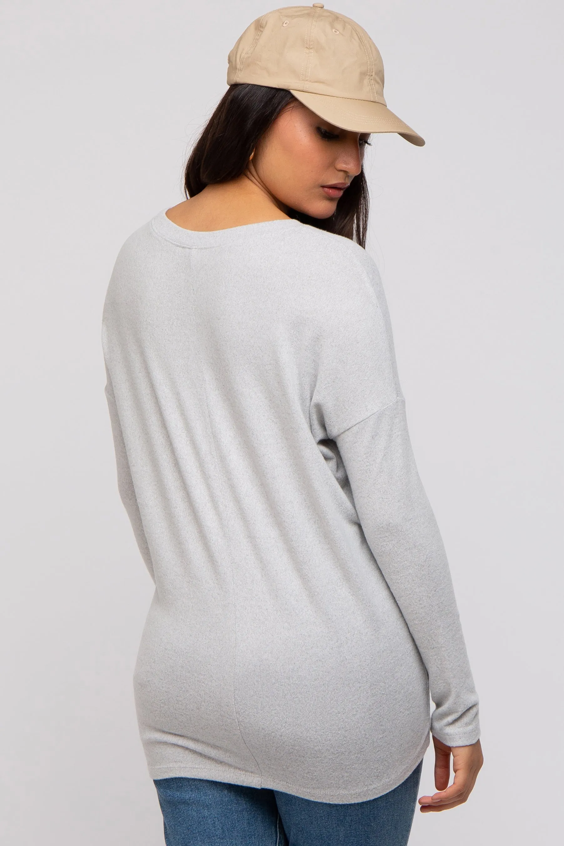 Heather Grey Knit Long Sleeve Top sold by Pinkblush product image thumbnail 3
