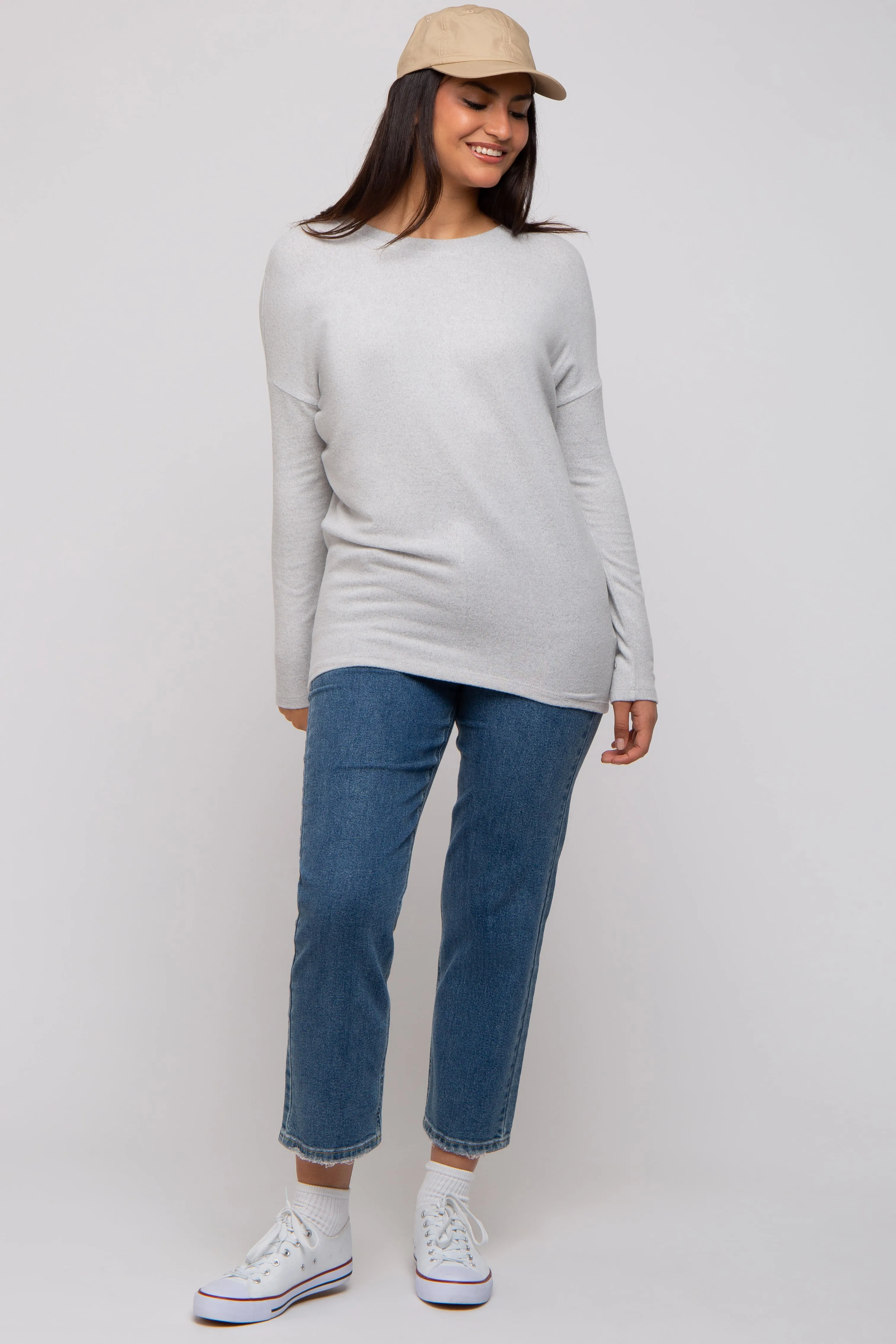 Heather Grey Knit Long Sleeve Top sold by Pinkblush product image thumbnail 4