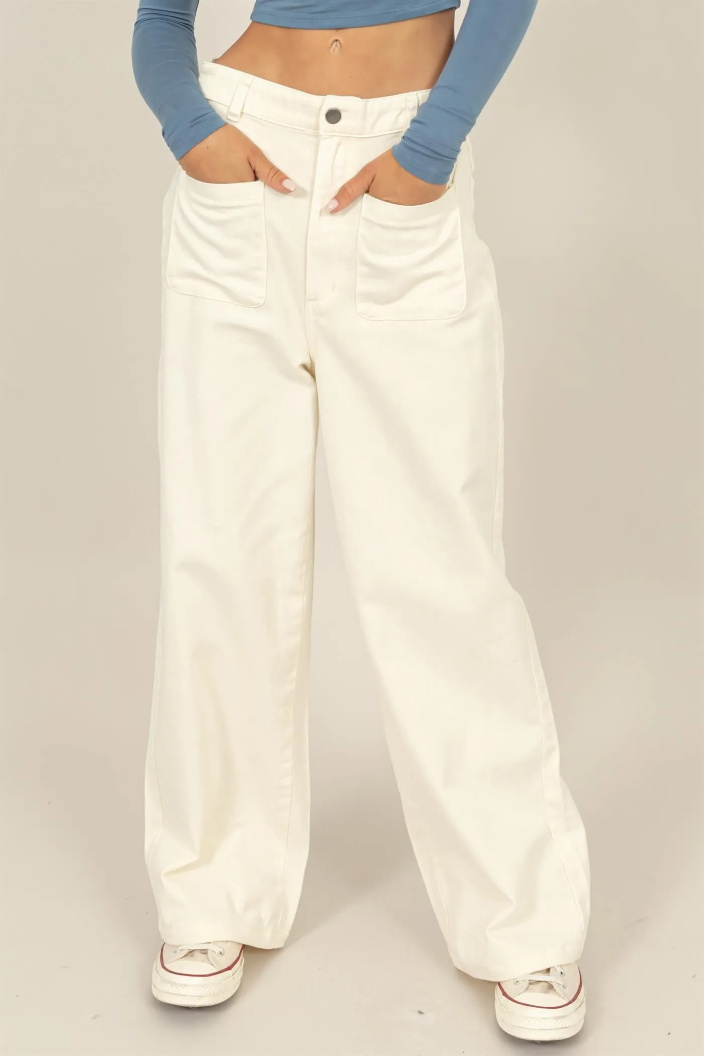 Cream High-Waist Wide-Leg Pants sold by Pinkblush product image thumbnail 4