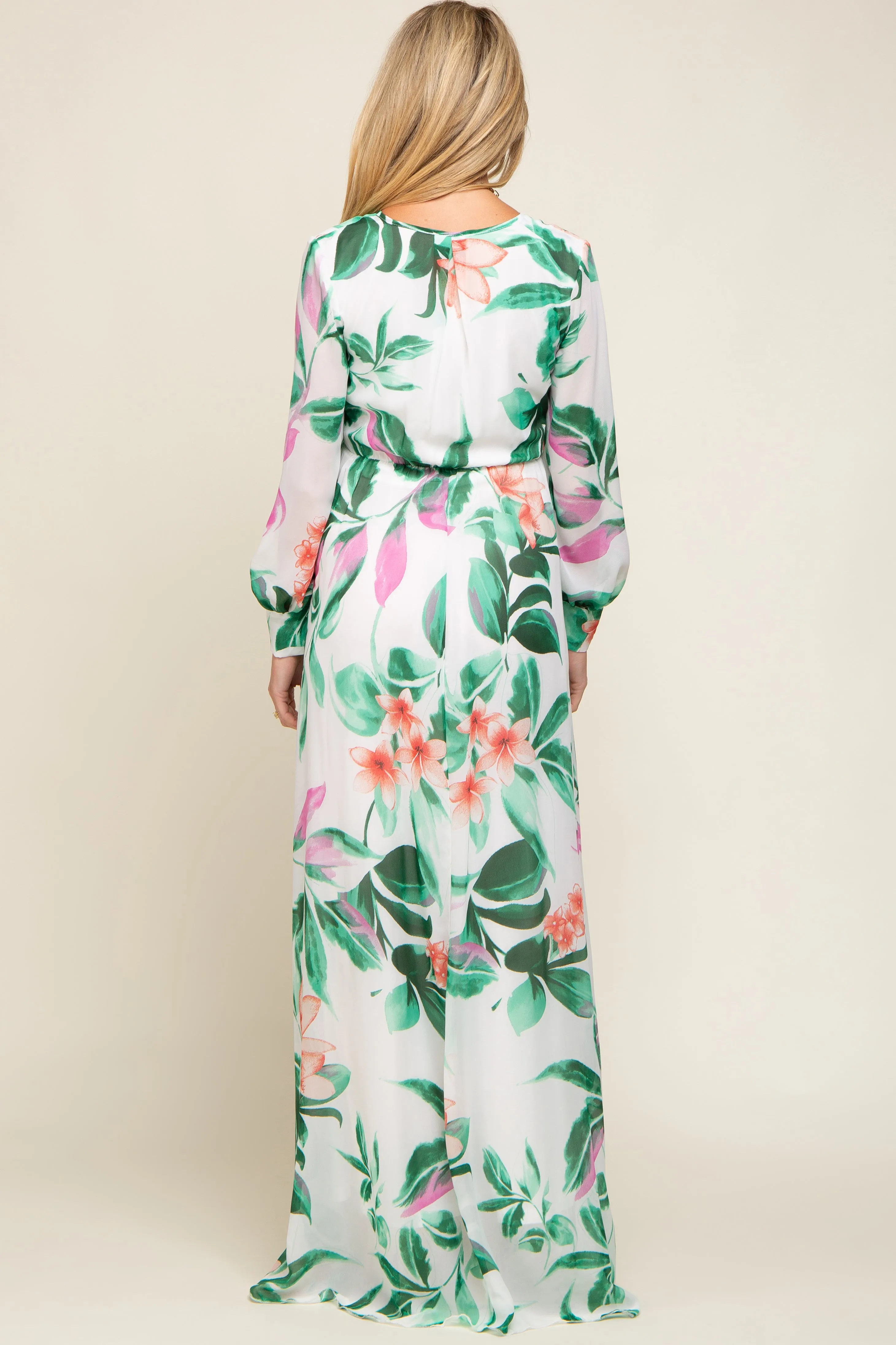 White Floral Chiffon Maternity Maxi Dress sold by Pinkblush product image thumbnail 3