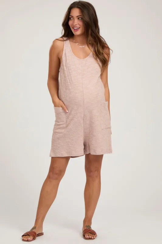 Light Pink Oversized Knit Maternity Romper sold by Pinkblush
