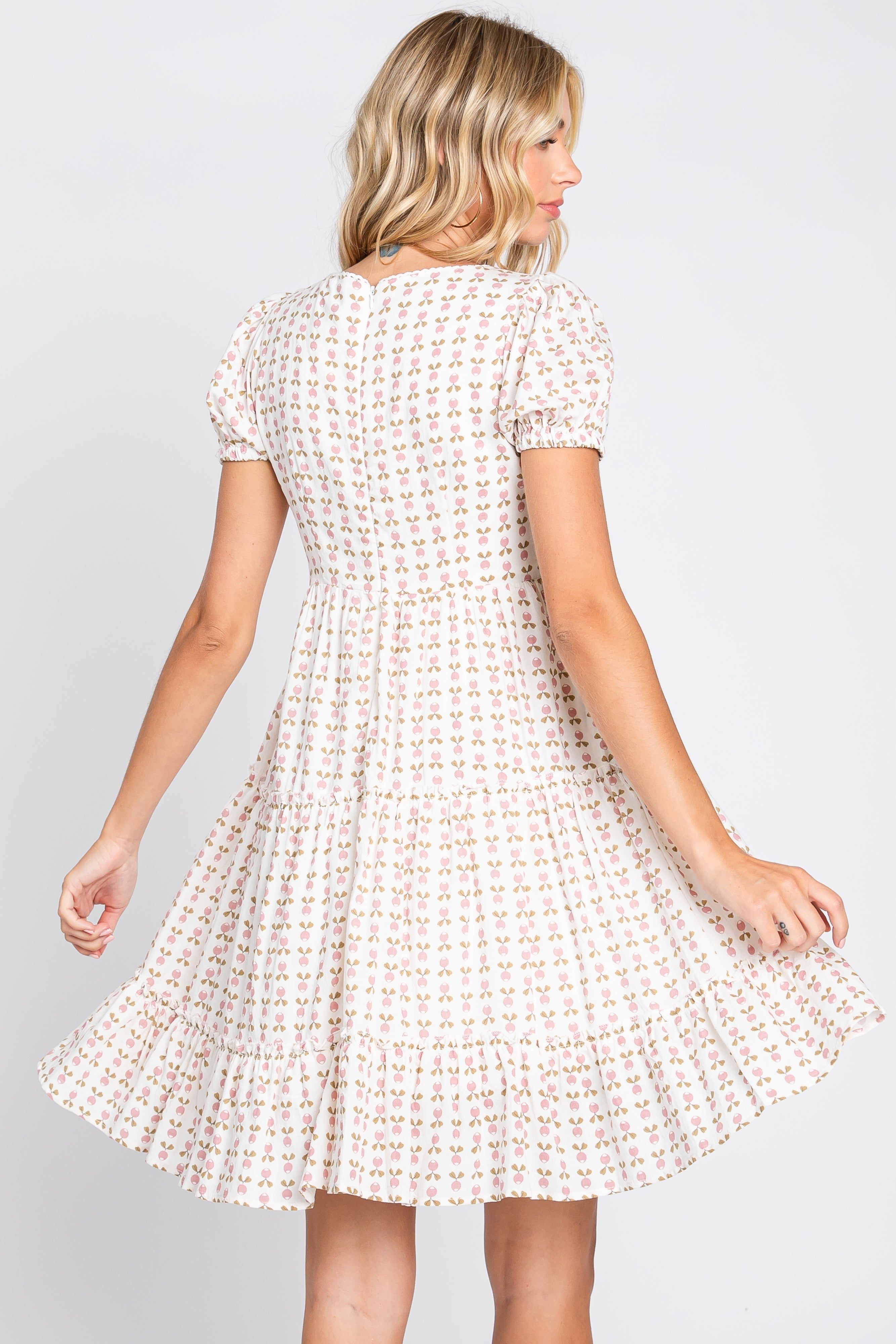 Mauve Printed Tiered Ruffle Accent Dress sold by Pinkblush product image thumbnail 3