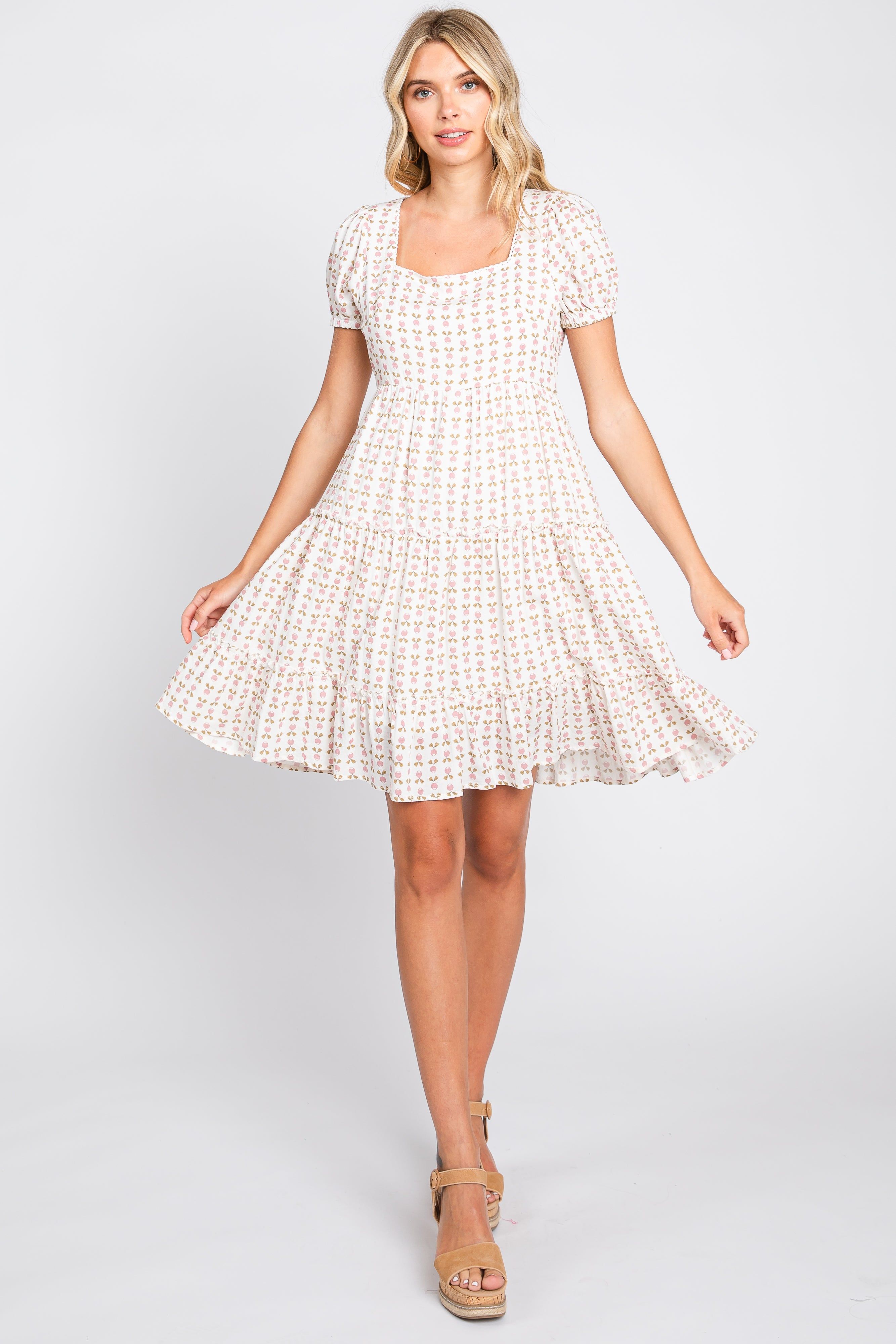 Mauve Printed Tiered Ruffle Accent Dress sold by Pinkblush product image thumbnail 4