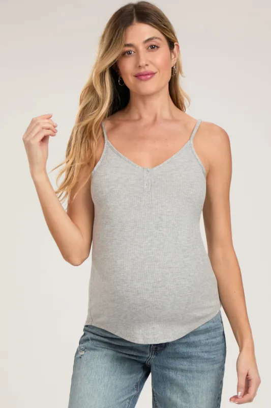 Heather Ribbed Snap Button Maternity Cami sold by Pinkblush