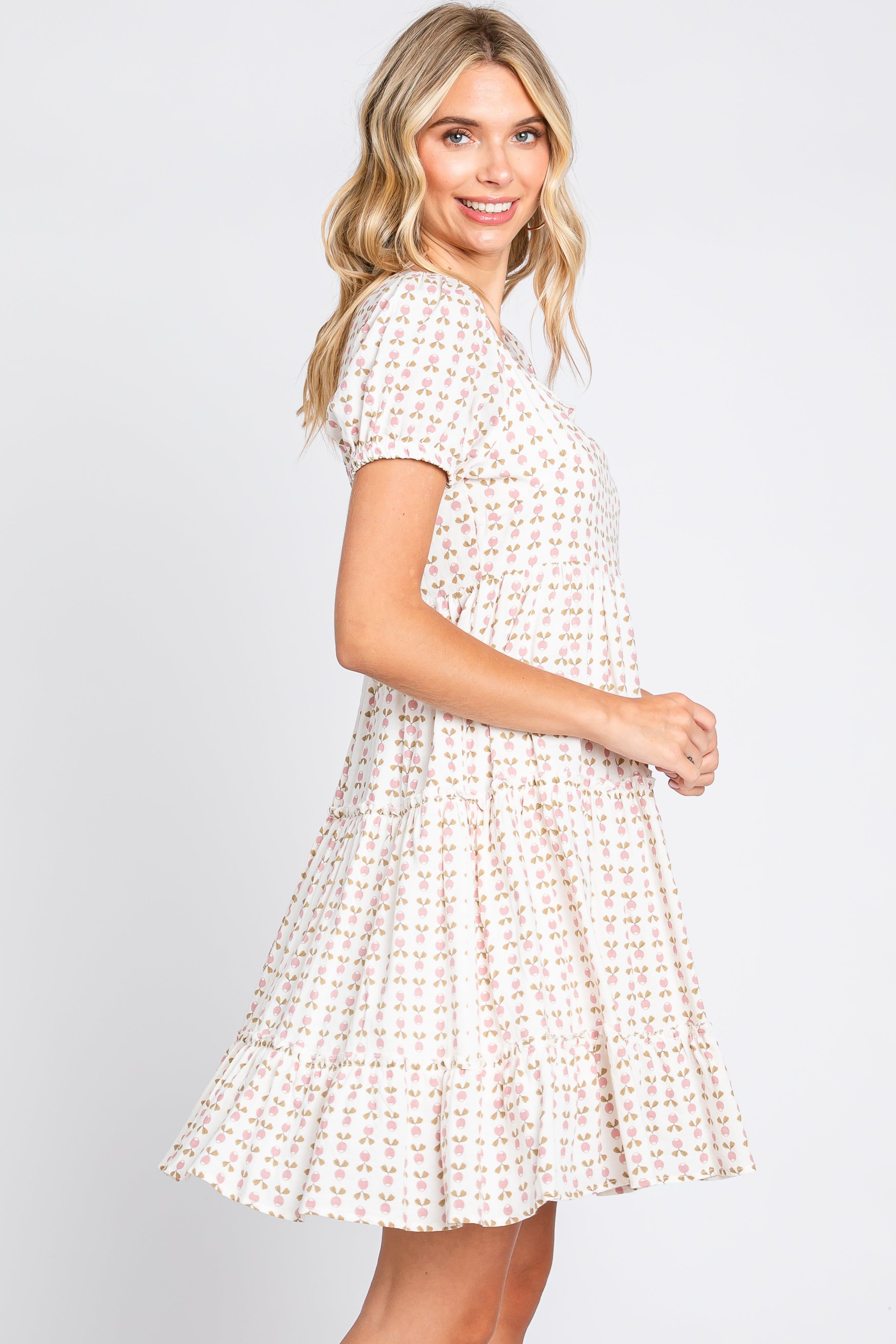 Mauve Printed Tiered Ruffle Accent Dress sold by Pinkblush product image thumbnail 2