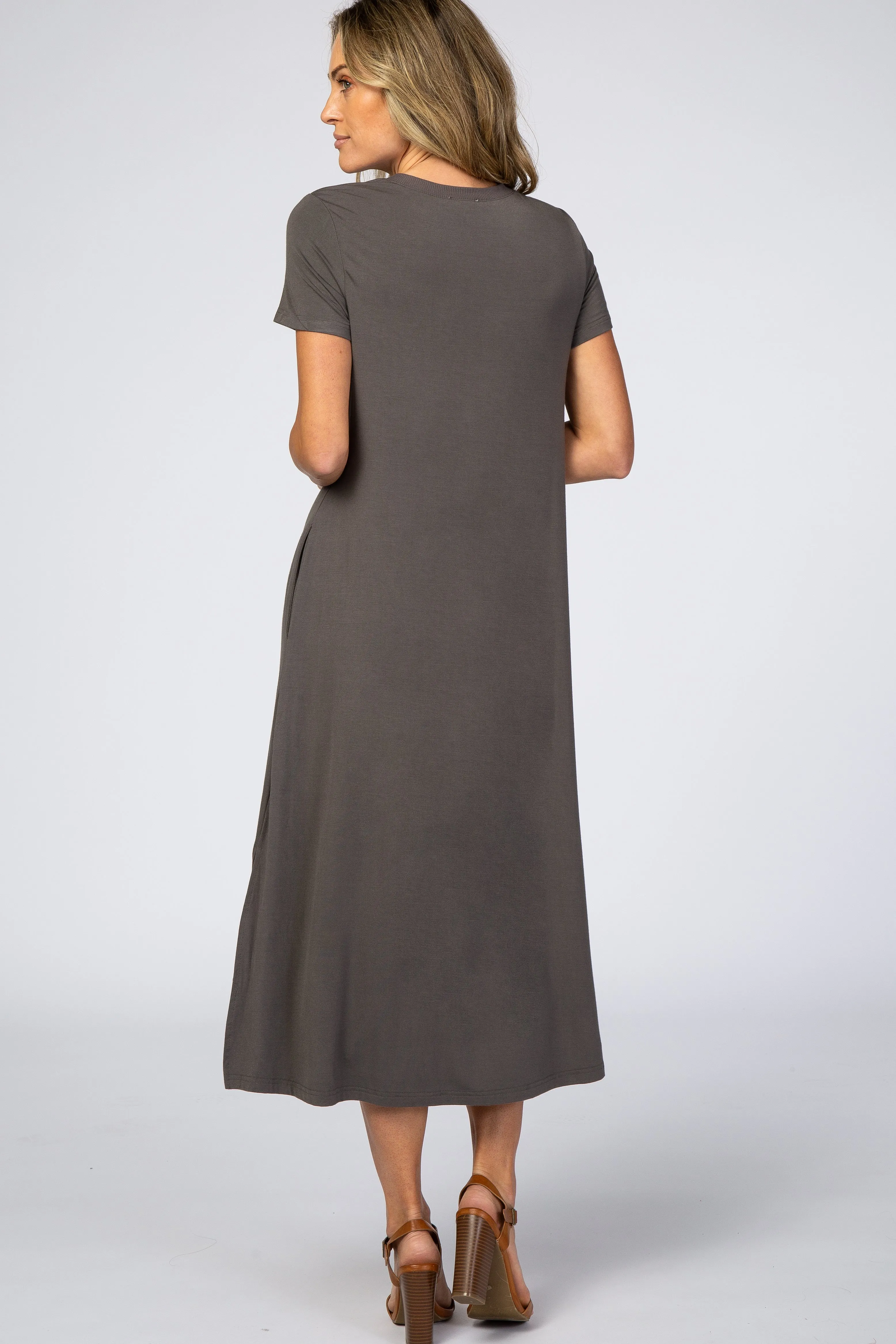 Charcoal Side Slit Midi Dress sold by Pinkblush product image thumbnail 3