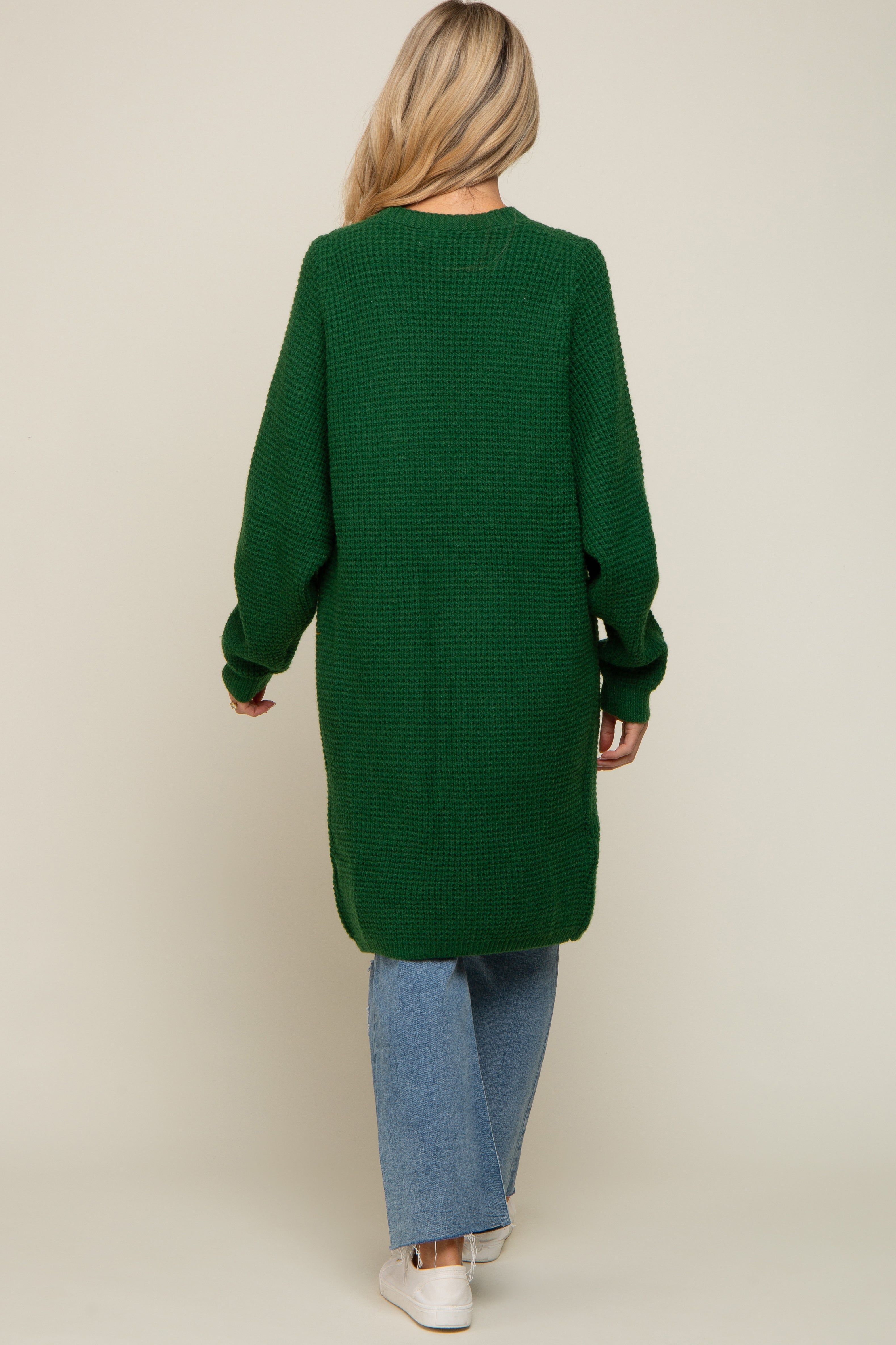 Forest Green Chunky Waffle Knit Maternity Cardigan sold by Pinkblush product image thumbnail 3