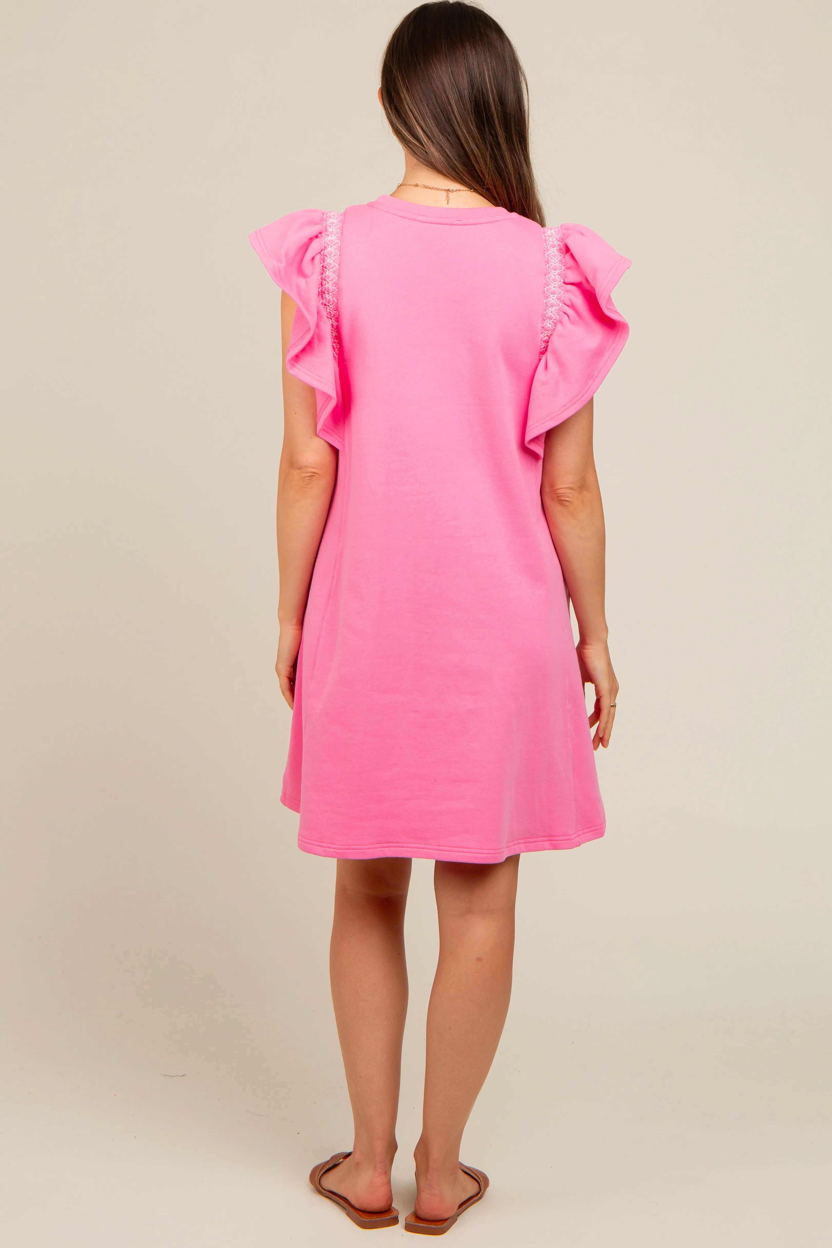 Pink Embroidered Ruffle Sleeve Maternity Dress sold by Pinkblush product image thumbnail 3