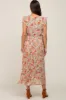 Mint Green Floral Chiffon Pleated Maternity Midi Dress sold by Pinkblush