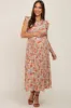 Mint Green Floral Chiffon Pleated Maternity Midi Dress sold by Pinkblush