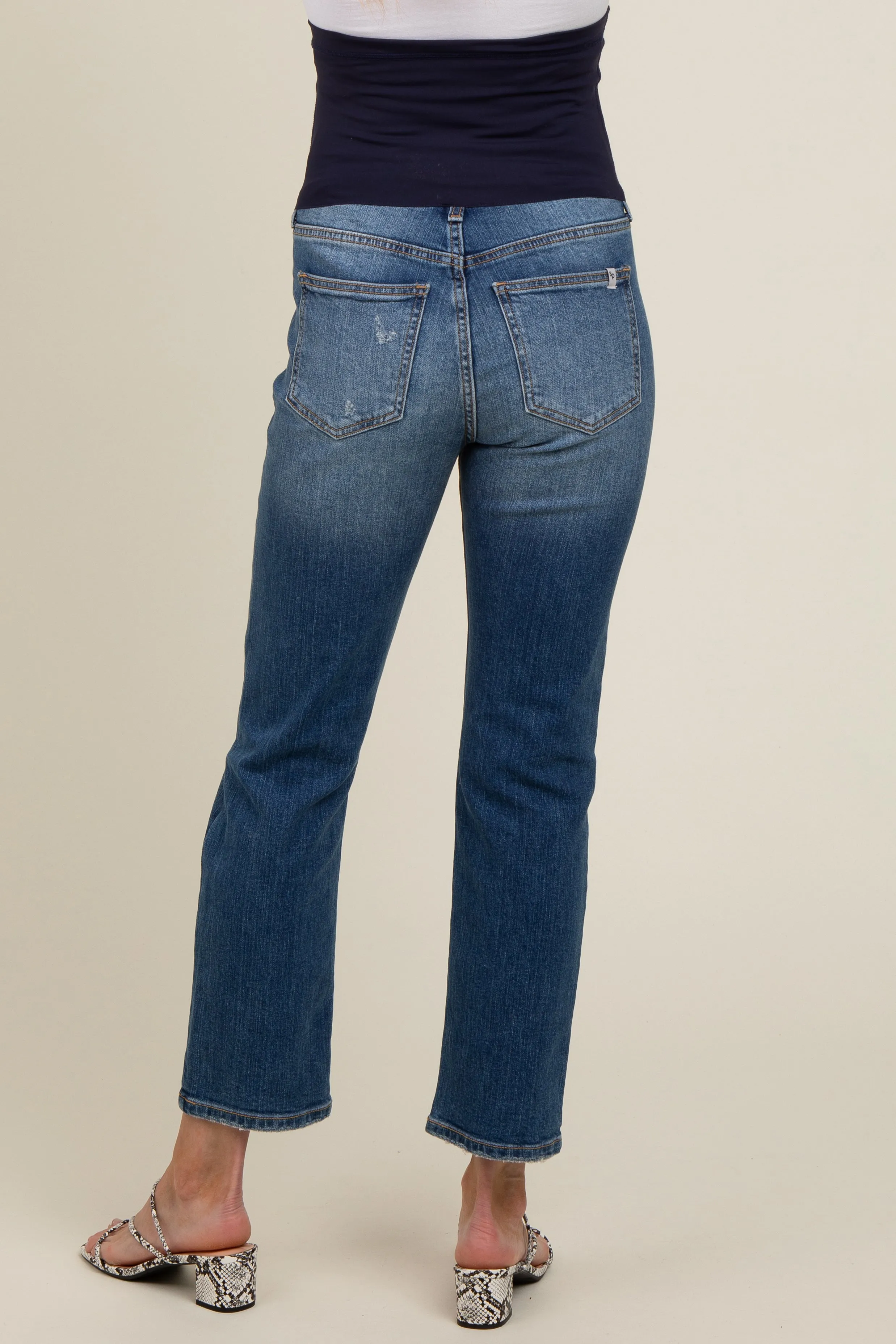 Blue Distressed Knee Slim Fit Maternity Jeans sold by Pinkblush product image thumbnail 5