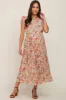 Mint Green Floral Chiffon Pleated Maternity Midi Dress sold by Pinkblush