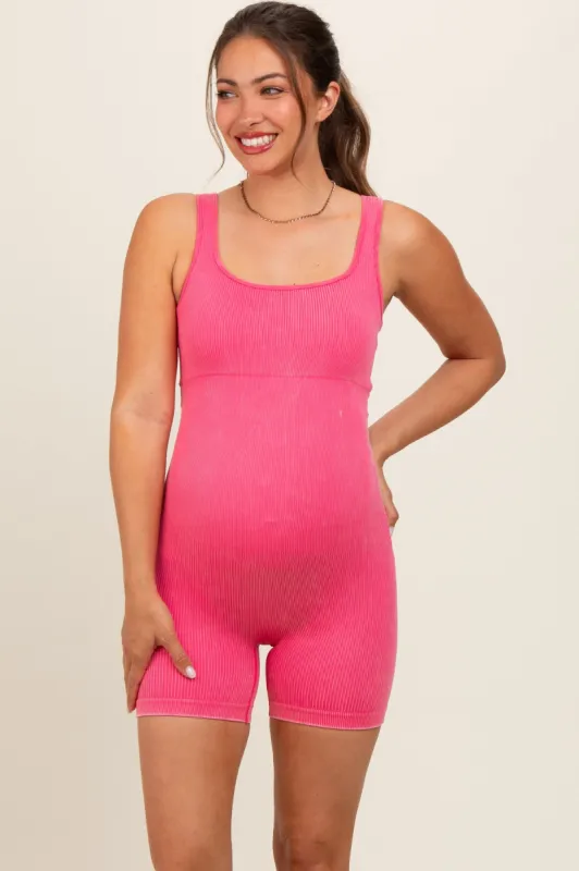 Pink Ribbed Essential Body Sculpt Maternity Romper sold by Pinkblush